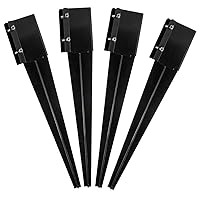 Fence Post Anchor Metal Ground Spike Heavy Duty Black Coated Powder Fence Stakes Post Support Base for 4