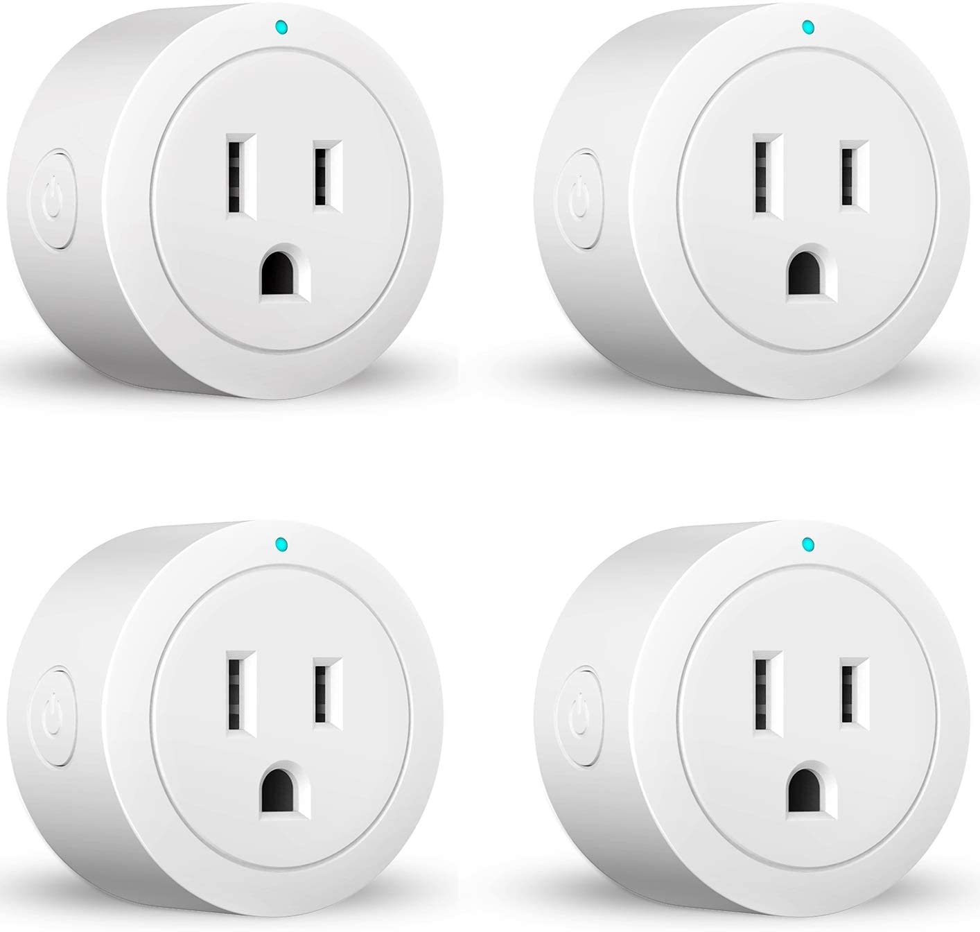 Smart Plug Amysen - A Certified & Alexa, Echo & Google Home – Only WiFi 2.4G (4- Pack) (C LED Green)
