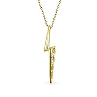 Geometric Zig Zag Flash Electrify Lightning Bolt Dangle Stud Earrings Pendant Necklace CZ Zig Zag for Women & Teens Yellow Rose Gold Plated .925 Sterling Silver