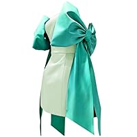 WDPL Women's Mini Short Strapless Casual Cute Big Bow Satin Birthday Party Dress