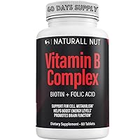 Vitamin B Complex Vitamin Supplement - 60 Tablets w/Biotin + Folic Acid -c