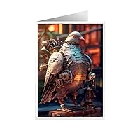 ARA STEP Unique All Occasions Birds Steampunk Greeting Cards Assortment Vintage Aesthetic Notecards 4 (Pigeon Bird Steampunk set of 4, 148.5 x 210 mm / 5.8 x 8.3 inches)
