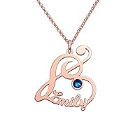 LONAGO Personalized Music Note Pendant Necklace Customized Name Necklace with Synthetic Birthstone Graduation Birthday Gift for Women Girls