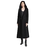Winter Women's Double Breasted Hooded Long Cashmere Wool Overcoat Jacket Max Length Pea Trench Coat