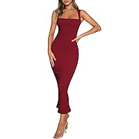 Vestidos De Verano para Mujer 2024, Women's Sleeveless Slit Slim Sexy Dress Wrap Casuales, S L