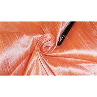 100% Pure Silk Dupioni Fabric Peach X White 44