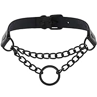 Adjustable PU Leather Choker Necklace, Goth Punk Choker Collar Necklace for Women Girls Boys Rockers (Black Choker)