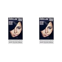 Color and Tones Permanent Hair Color Cream - 1 Black - Deep, Rich Black Shade - Long-Lasting Brilliance - Easy Application (Pack of 2)