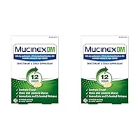 Cough Suppressant and Expectorant, Mucinex DM 12 Hr Relief Tablets, 20ct, 600 mg Guaifenesin, 30 mg Dextromethorphan HBr, Controls Cough and Thins & Loosens Mucus That Causes Cough & Chest (Pack of 2)