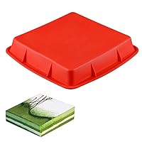 NUOMI Square Cake Pan 10 Inch Silicone Cake Mold Non-Stick Cake Tray for Baking Brownie Bread Birthday Cake, Mousse, Random Color