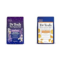 Dr Teal's Pure Epsom Salt Soak, Sleep Blend with Melatonin, Lavender & Chamomile Essential Oils & Salt Soak with Pure Epsom Salt, Glow & Radiance with Vitamin C & Citrus Essential Oils