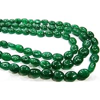 Natural Beryl Emerald Oval Plain Smooth Beads 6x9mm to 9x11mm Strand 8 inch Long Jewelry Making Gemstone Beads