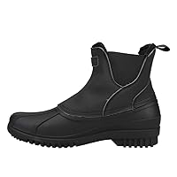 LONDON FOG Tyler Slip On Rain and Snow Boots for Men - Leather Waterproof Chelsea Duck Boots, Lined Insulated Men’s Winter Snow Boots