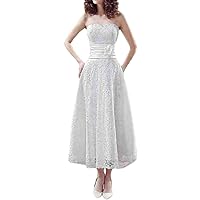A-Line/Princess Elegant Wedding Dress Off-The-Shoulder Sleeveless Tea Length Bridal Gown with Appliques 2024