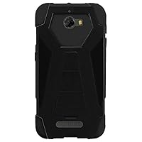 AMZER Dual Layer Heavy Duty Slim Protective Hybrid Soft Case Hard Shell Cover Kickstand Skin for Coolpad Defiant - Black