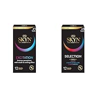 SKYN Excitation 12 Count Lubricated Latex-Free Condoms and SKYN Selection Non-Latex Condoms 12 Count Variety Pack