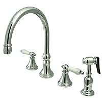 Kingston Brass KS2791PLBS Governor Deck Mount Kitchen Faucet with Brass Sprayer, 8-1/4-Inch, Polished Chrome