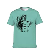 Mens Funny-Cool T-Shirt Graphic-Tees Novelty-Vintage Short-Sleeve Hip Hop: 3D Lion Print Green Casual Apparel