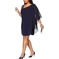 Xscape Plus Size Women's One Shoulder Overlay