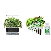 AeroGarden Harvest Elite with Gourmet Herb Seed Pod Kit - Hydroponic Indoor Garden, Platinum Stainless & Heirloom Salad Greens Mix Seed Pod Kit - Salad Kit for Indoor Garden, 6-Pod