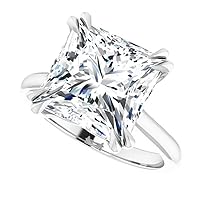 Moissanite 6 CT Anniversary Ring for Women Colorless Princess Cut Moissanite Diamond Solitaire Bridal Wedding Rings Handmade Engagement Propose Gifts