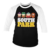 South Park Officially Licensed Baseball 3/4 Sleeve T-Shirt (White-Black)