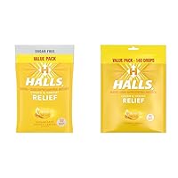 Halls Relief Honey Lemon Cough Drops Value Packs, 180 Sugar Free Drops & 140 Drops