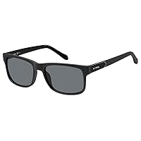 Fossil Men's FOS3061s Rectangular Sunglasses, Matte Black/Gray, 57 mm