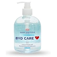 BYD CARE Hand Sanitizer with Pump 500ml (16.9 oz) Value Pack, Box of 4, 72% Ethyl Alcohol, Rinse Free Refreshing Gel (1 box)