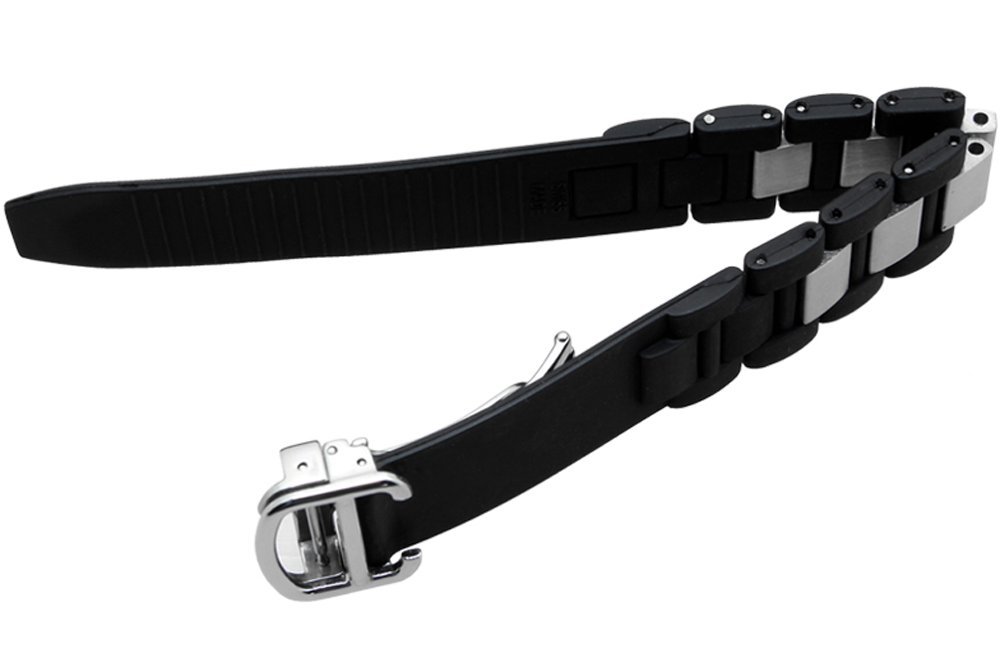 Hooxue Black/White Rubber Watch Band Silicone Strap deployment clasp Compatible with 20mm Must Cartier 21 Chronoscaph Autoscaph Quartz