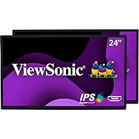 ViewSonic VG2448A-2_H2 24 Inch Dual Pack Head-Only 1080p IPS Monitor with Ultra-Thin Bezels, HDMI, DisplayPort, USB, and VGA for Home and Office,Black