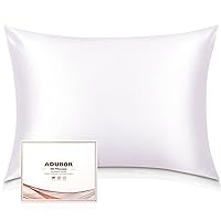 Adubor Mulberry Silk Pillowcase Silk Pillow Cases for Hair and Skin with Hidden Zipper, Both Side 23 Momme Silk, 900 Thread Count (20x30inch, Queen Size, White, 1pc)