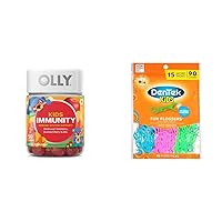 OLLY Kids Immunity Gummy, Immune Support, 50 Count & DenTek Kids Fun Flossers, Wild Fruit, 90 Count