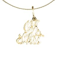 14K Yellow Gold Oh Shit Saying Pendant with 18