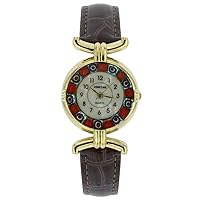 GlassOfVenice Murano Glass Millefiori Watch with Leather Band - Brown