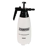 Chapin 10031 2 Liter/.52 Gallon Handheld Multi-Purpose Garden Pump Sprayer with Adjustable Brass Nozzle Thumb Trigger with Lock-on Feature, Translucent White