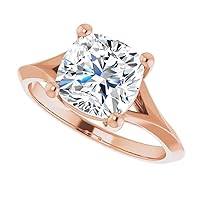 Moissanite Engagement Ring Set, 925 Sterling Silver, 3 Cttw Cushion Cut Stones, 9MM, Size 3-12