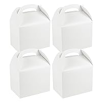 Restaurantware Bio Tek 10 x 7 x 8 Inch Gable Boxes For Party Favors 100 Durable Barn Boxes - With Built-In Handle Greaseproof White Paper Barn Boxes For Special Events Or Parties