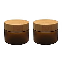 2Pcs 150ml/5oz PET Amber Plastic Cosmetic Container Case with Natural Bamboo Cap Cream Lotion Box Ointments Bottle Food Bottle Makeup Pot Jar