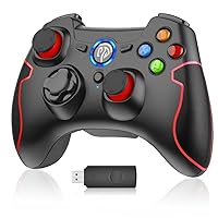 EasySMX PC Controller, 9013 2.4G Wireless Controller for PC, PS3, Android, Steam, PC Gamepads with Dual Vibration, Continuous Firing, Range up to 10m, Computer Game Controller