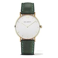 PAUL HEWITT Men's Stainless Steel Quartz Watch with Leather Strap, Green, 4 (Model: PH-SA-G-Sm-W-12M)