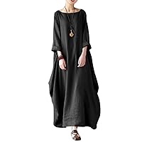 ZANZEA Women's Plus Size Dress Long Sleeve Oversized Maxi Dress Boho Beach Sundress Long Dress
