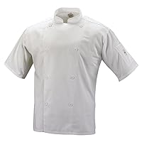 Mercer Culinary M61012WHM Genesis Men's Short Sleeve Chef Jacket with Traditional Buttons, Medium, White