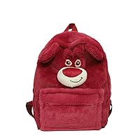 Kawaii Fuzzy Backpack Daypack, Cute Y2K Fluffy Animals Design Chic Cartoon Furry Daypack Bookbag Daily Use Shoulder Bag (rose)