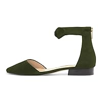 FSJ Women Classic Pointy Toe Ankle Strap D'Orsay Flats Zipper Comfortable Walking Shoes Size 4-15 US