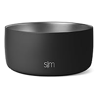 Simple Modern Stainless Steel Pet Water Bowl for Dogs & Cats | Insulated Stainless Steel Food Bowls for Dog Cat | No Tip No Slip BPA Free | Bentley Collection | Large (8 Cups) | Midnight Black