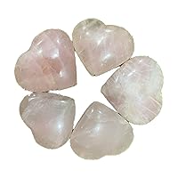 Rose Quartz Puffy Crystal Hearts for Meditation Set of 5 Positive Energy Healing Chakra Balancing Fengshui Sculpture Home Decoration Collection Gift by Crystal Agate Shop.