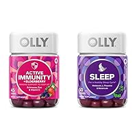 OLLY Gummy Active Immunity+Elderberry 45 Gummies, Sleep Gummy Occasional Sleep Support 50 Count