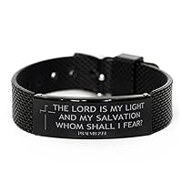 Psalms 27:1, The Lord is My Light, Bible Verse Bracelet, Shark Mesh Bracelet, Inspirational Jewelry, Christian Gift, Confirmation Sponsor Gifts, First Holy Communion Baptism Gifts, Religious Bible