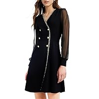 Black Dress for Women Formal Silk or Lace Long Sleeves V Neck Velvet Dresses